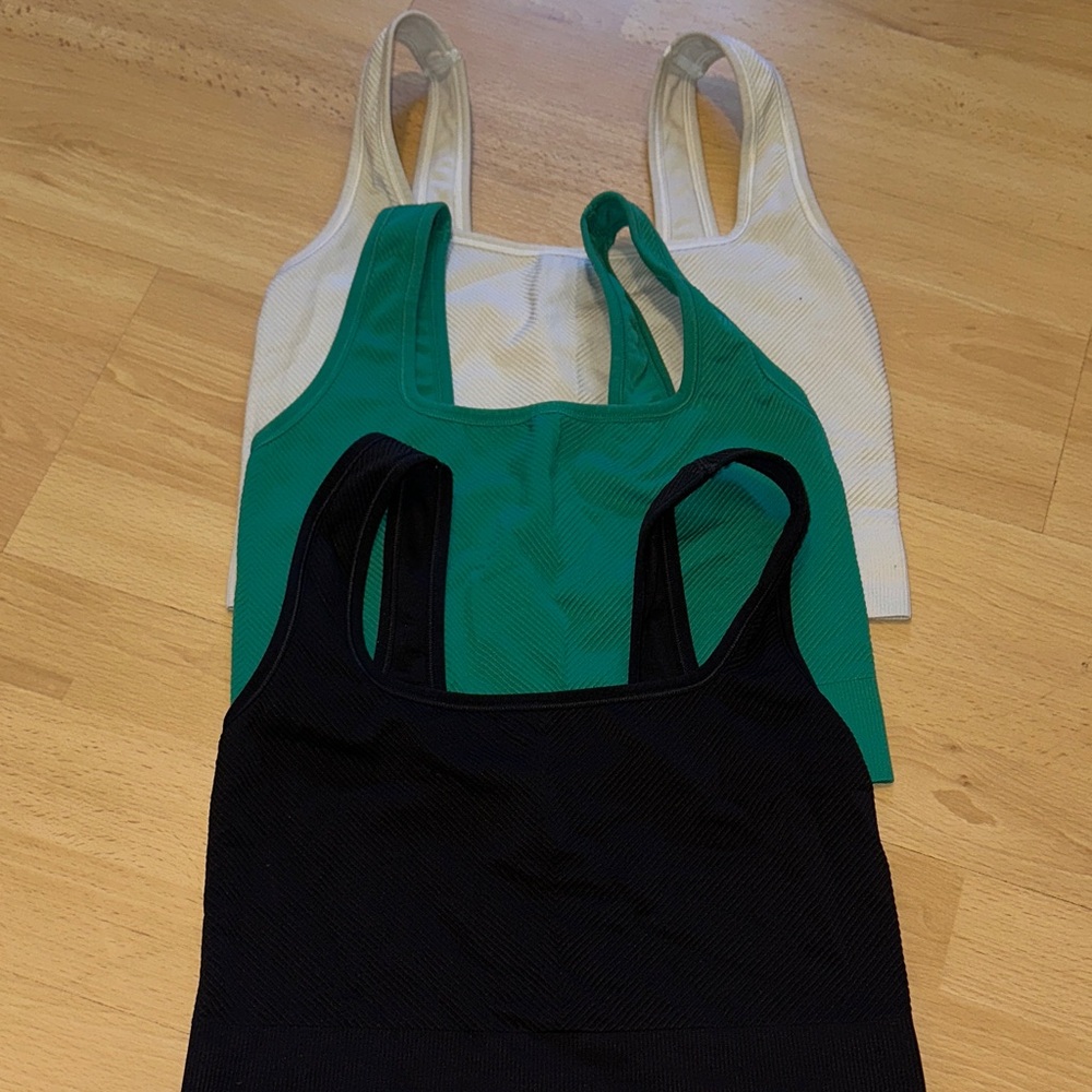 Women's Black, Green, and White Tank Tops